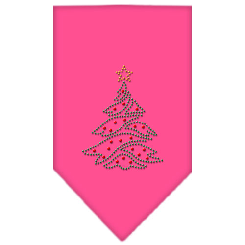Christmas Tree Rhinestone Bandana Bright Pink Small